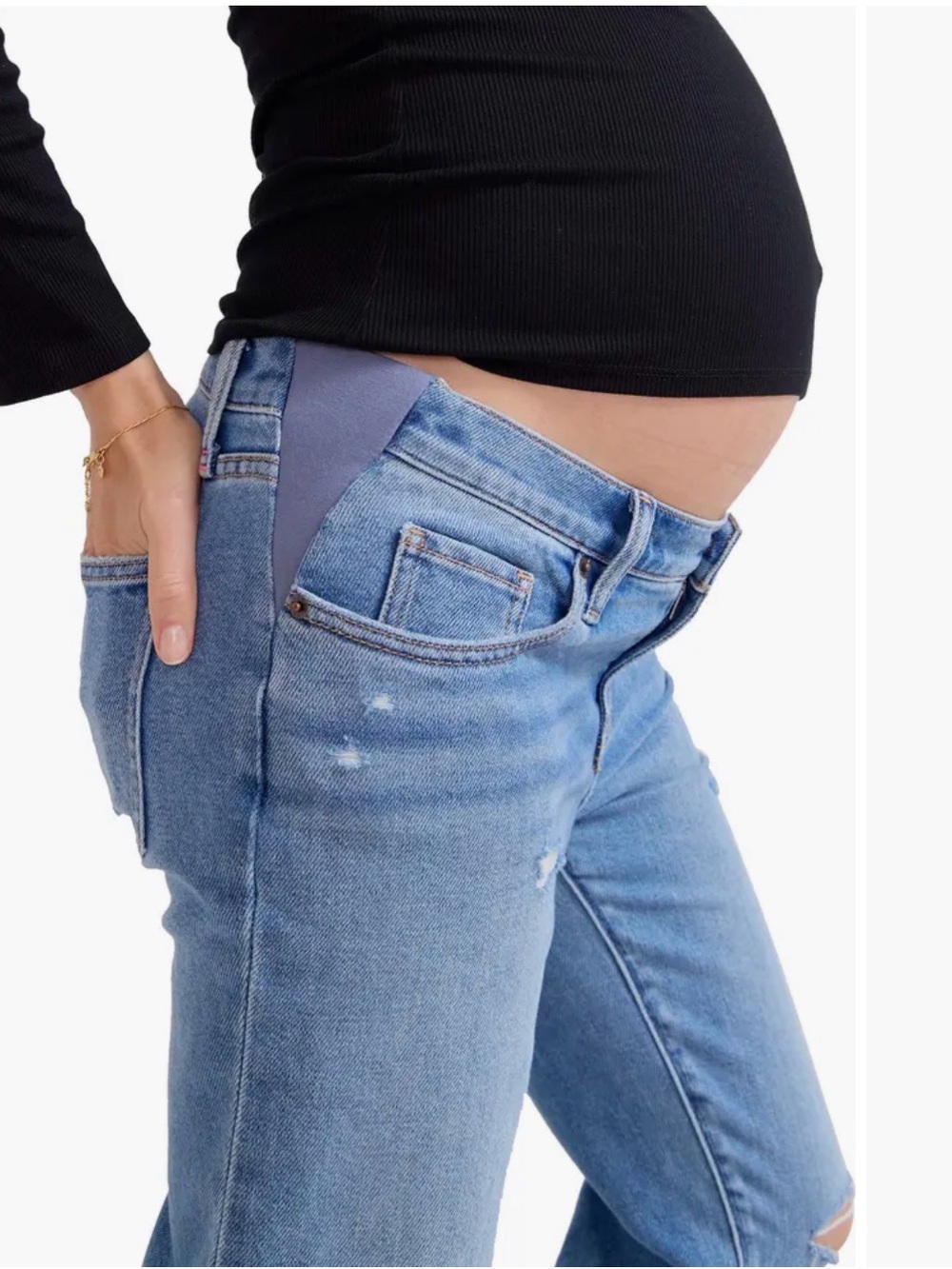 Hatch Maternity boyfriend distressed Jeans - Picture 3 of 7